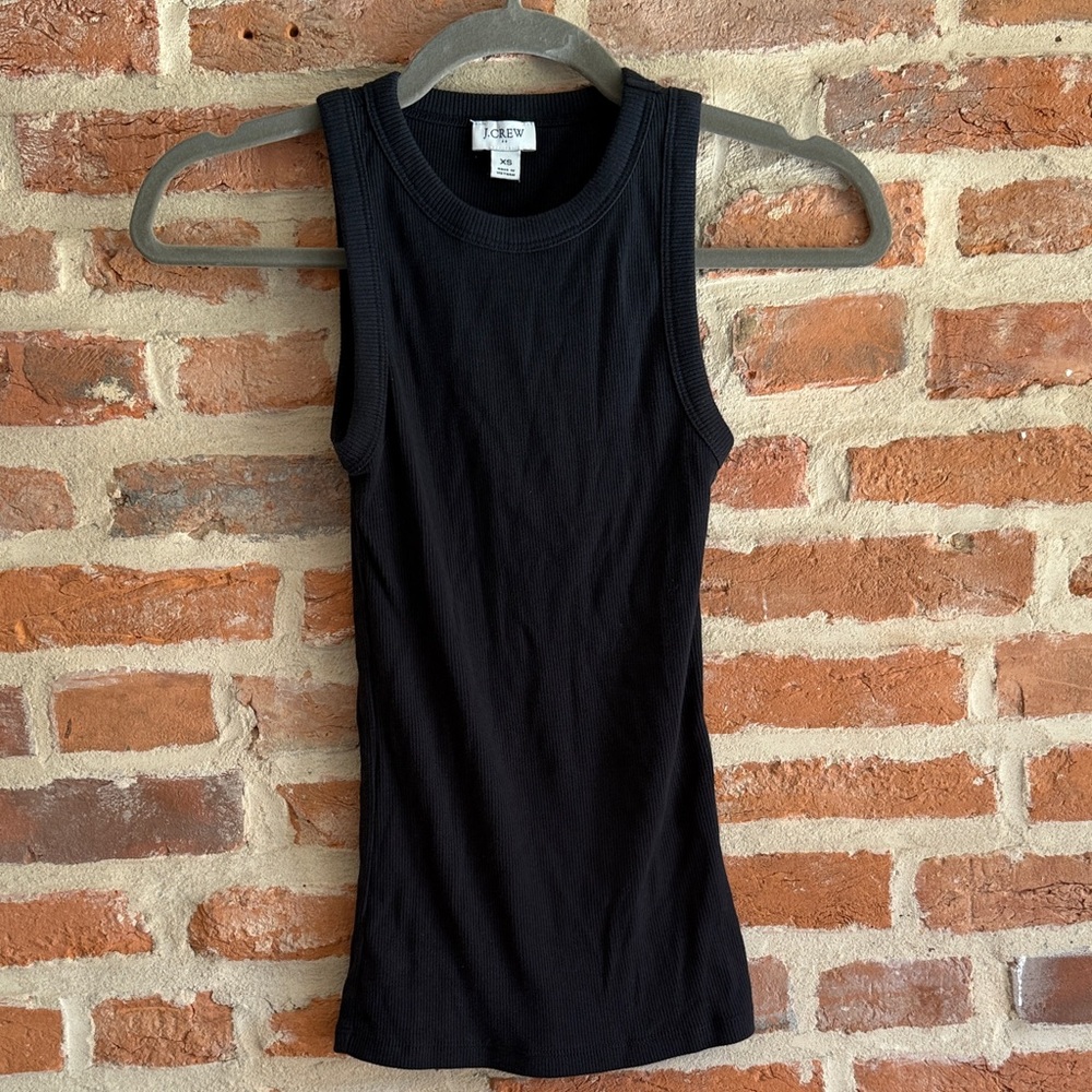 J. Crew Elegant Black Ribbed Tank Top Size XS